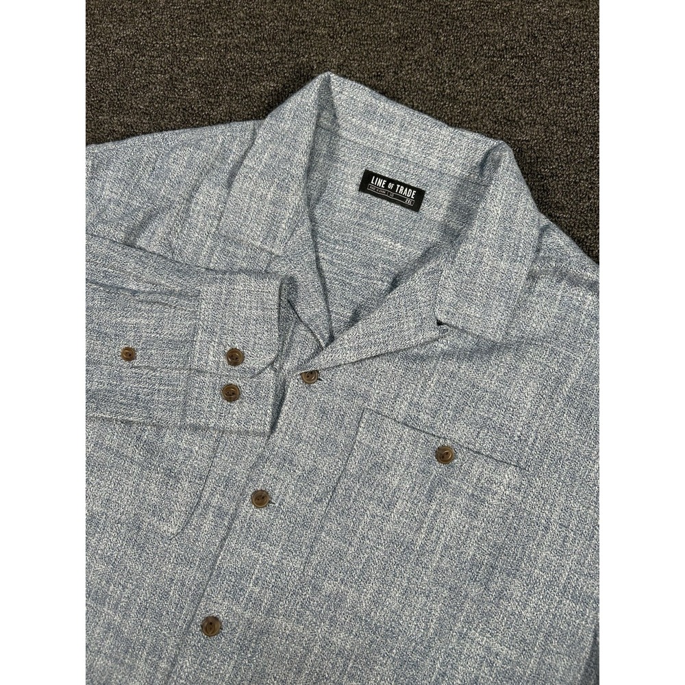 Line Of Trade Flannel Shirt Men's 2XL Blue Loop Collar Button Up Lumberjack L/S